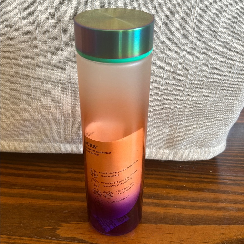 Starbucks Gradient Glass Bottle - Green Teal to Orange to Purple    NEW!!